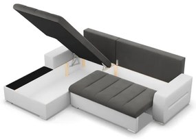 Rohová rozkladacia sedačka AURORA ľavá tmavosivá / biela
