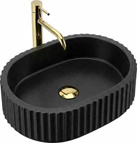 Rea Margaret, umývadlo na dosku 490x355x125 mm, čierna-imitácia kameňa, REA-U7344