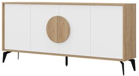 Nízka komoda v dekore duba v bielo-prírodnej farbe 180x82 cm Vae – Marckeric