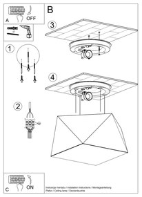Stropné svietidlo Hexa, 1x sivé plastové tienidlo, (biely plast), (25 cm)