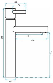 REA-B8803 - Umývadlová batéria TESS 31,5 cm zlatá