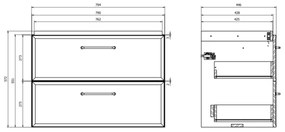 Cersanit S1017-003 - Závesná kúpeľňová skrinka pod umývadlo MILLE 80x45 cm čierna