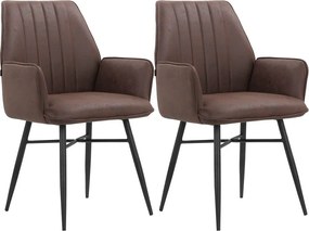Hnedé čalúnené jedálenské kreslá v súprave 2 ks Anzo – Støraa