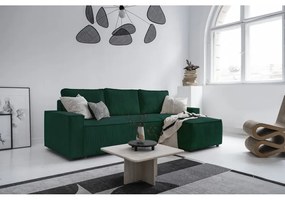 Tmavozelená menčestrová rozkladacia rohová pohovka (variabilná) Brave Dave – Miuform