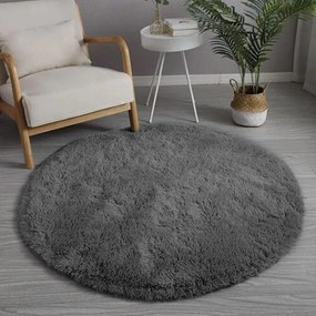 Protišmykový koberec SHAGGY tmavosivý kruh