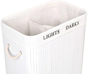 Kôš na bielizeň 2 priehradkový 100 l bambusový biely