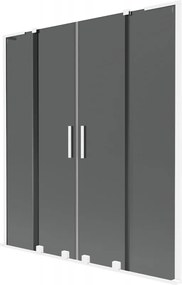 Mexen Velar L Duo, 2-krídlová posuvná vaňová zástena 150 x 150 cm, 8mm šedé sklo, biela matná, 896-150-003-42-20