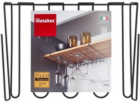 Čierny závesný držiak pohárov na víno Metaltex Wine Glass