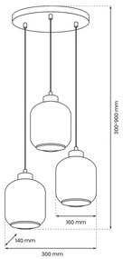 Luster na lanku SOMBRA 3xE27/60W/230V šedá