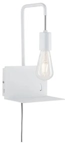 Paulmann 79812 - 1xE27/40W Nástenné svietidlo CALVANI s policou a USB, 230V, biele