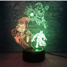 3Dmix 3DL-BTC051 – 3D LED nočná lampa - Avengers – Ironman, Spider-man, Batman (Bluetooth reproduktor - farba čierna)