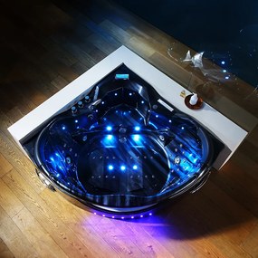 BPS-koupelny Hydromasážna vírivá vaňa EOS 932 155x155 s ohrevom vody, čierny mramor