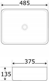 Invena Nyks, keramické umývadlo na dosku 485x375x135 mm, biela lesklá, INV-CE-11-001-C