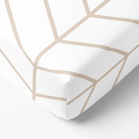 Goldea bavlnená napínacia plachta - béžový cikcak na bielom 90 x 200 cm