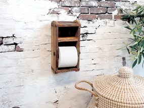 Drevený nástenný držiak na toaletný papier Brick viac antik - 15*10*30 cm