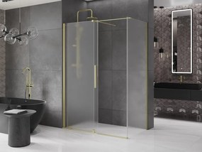 Mexen Velar, sprchový kút s posuvnými dverami 160 x 70 cm, 8mm sklo námraza, zlatá matná, 871-160-070-31-55