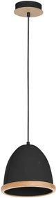 Závesné svietidlo Studio, 1x drevené/čierne kovové tienidlo, (fi 21cm), b/br