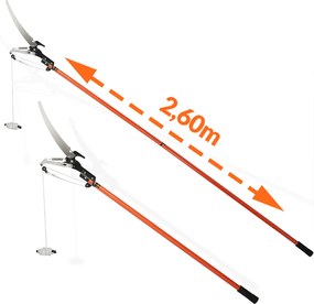 Teleskopická pílka s nožnicami MOREL, 2,6m, oranžová Gardebruk