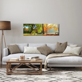 Obraz - Pokojná jesenná krajina (s hodinami) (90x30 cm)