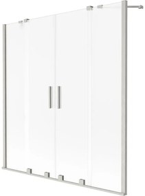 Mexen Velar Duo, 2-krídlová posuvná vaňová zástena 150 x 150 cm, 8mm sklo námraza, brúsená oceľ, 896-150-000-32-97