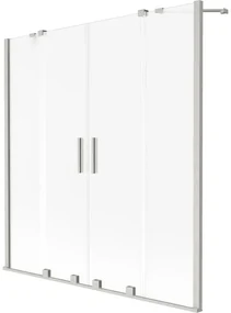 Mexen Velar Duo, 2-krídlová posuvná vaňová zástena 150 x 150 cm, 8mm sklo námraza, brúsená oceľ, 896-150-000-32-97