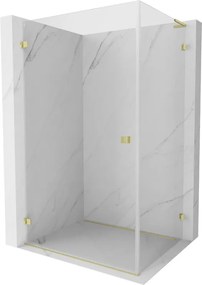 Mexen Lunar-B L, 1-krídlový sprchový kút, ľavý, 90 x 80 cm, 8mm číre sklo, zlatý matný profil, 832L-090-080-55-00-L