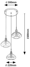 Rabalux 72023 - Luster na lanku DVORA 3xE27/40W/230V