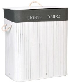 Kôš na bielizeň bambusový 2-priehradkový biely / sivý