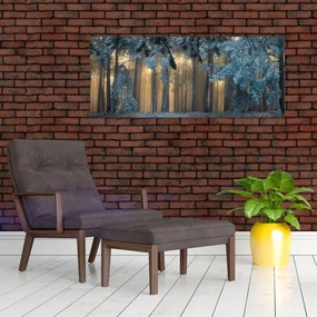 Obraz zasneženého lesa (120x50 cm)