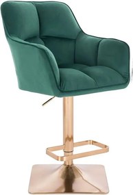 LuxuryForm DESIGN Barová stolička AMALFI VELUR na zlatej hranatej podstave - zelená