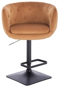 LuxuryForm DESIGN Barová stolička MONTANA VELUR na čiernej hranatej podstave - hnedá