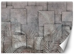 Fototapeta, Palmové listy 3d šedá - 250x175 cm