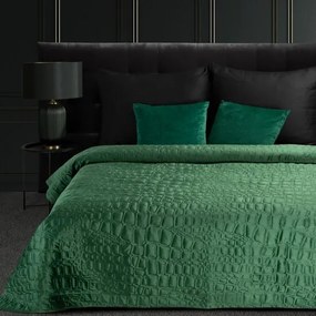 Dizajnový prehoz na posteľ  SALVIA  z jemného zamatu zelenej farby Šírka: 220 cm | Dĺžka: 240 cm