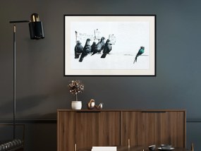 Artgeist Plagát - Xenophobic Pigeons [Poster] Veľkosť: 30x20, Verzia: Čierny rám s passe-partout