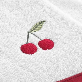 Červeno-biely froté bavlnený uterák 60 cm Cerisette – douceur d'intérieur