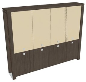 Vysoká skriňa Verno+ 260 x 46 x 210 cm, kombinované dvere, dub antracit / vanilka