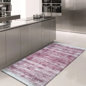 Fialový koberec do kuchyne so strapcami Šírka: 80 cm | Dĺžka: 300 cm