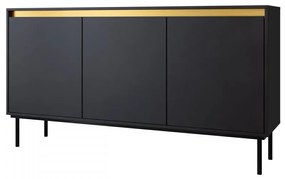 Komoda Gllane 3D, Farby: čierna / čierna + zlatá
