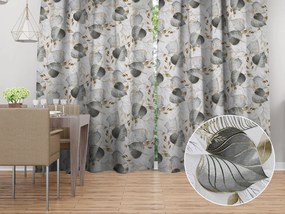 Biante Dekoračný záves Leona LN-173 Sivé listy na režnom 130x220 cm
