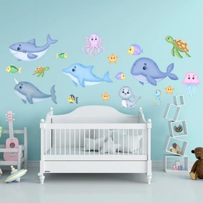120x120cm Baby morský svet 2 XXL - textilná nálepka na stenu