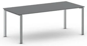 Rokovací kancelársky stôl PRIMO INFINITY, 200x90 cm, sivostrieborná podnož, grafit