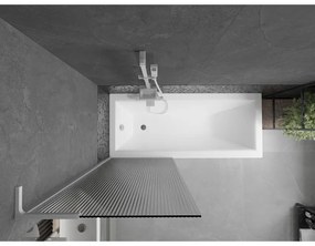Mexen Next L, 1-krídlová vaňová zástena 70 x 150 cm, 6mm sklo s rebrovým vzorom, biely profil, 895-070-000-03-09-20