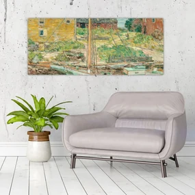 Obraz - Childe Hassam, Oyster Sloop, Cos Cob, reprodukcia (120x50 cm)