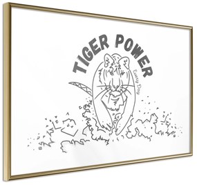 Artgeist Plagát - Tiger Power [Poster] Veľkosť: 90x60, Verzia: Zlatý rám s passe-partout