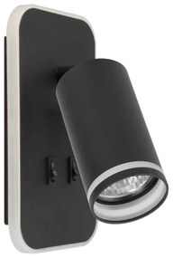 LED Nástenné bodové svietidlo PIPE 1xGU10/10W/230V + LED/6W čierne