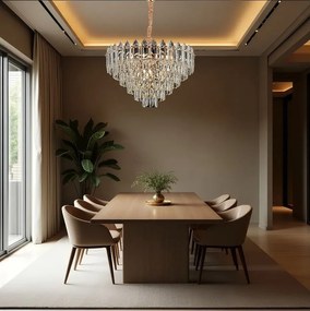 Toolight Toolight, krištáľové závesné svietidlo 50cm, 7xE14, G057-CP, zlatá, OSW-08991