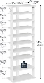 Botník Vasagle Kloudy 50 cm biely II