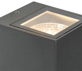 Tmavosivá nástenná lampa s 2 svetlami IP44 s pohybovým senzorom - Baleno