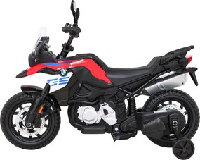 Ramiz Detský motocykel na batérie BMW F850 GS červený + pomocné kolieska + audio LED + pomalý štart + EVA