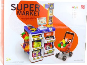 Súprava do obchodu: pokladňa, nákupný vozík, skener, supermarket, detský obchod